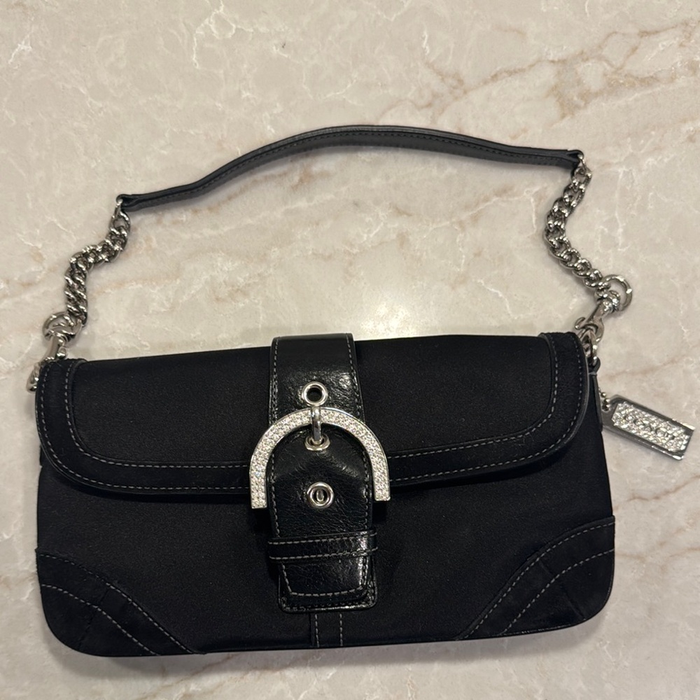 Satin Coach evening bag/clutch with detachable strap